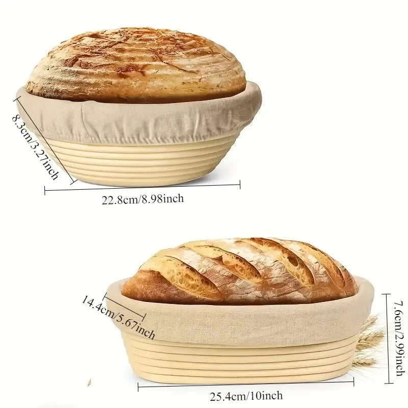 Sourdough Bread Baking Kit – Banneton Proofing Basket Set with Dough Scraper, Mat & Pastry Tools – Perfect Gift for Beginners