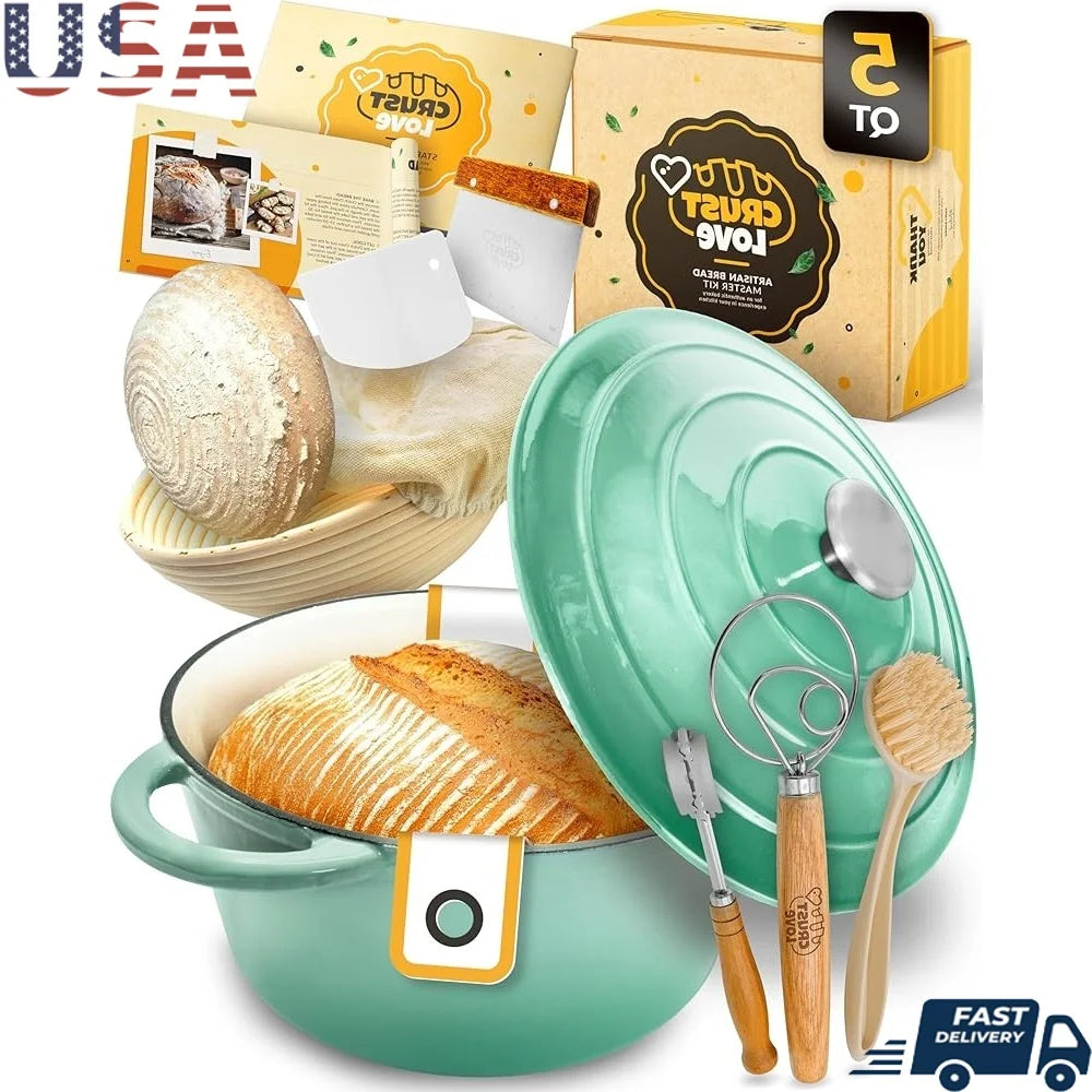Complete Sourdough Starter Kit – Dutch Oven, Banneton Basket & Baking Tools | Perfect Gift for Bread Lovers
