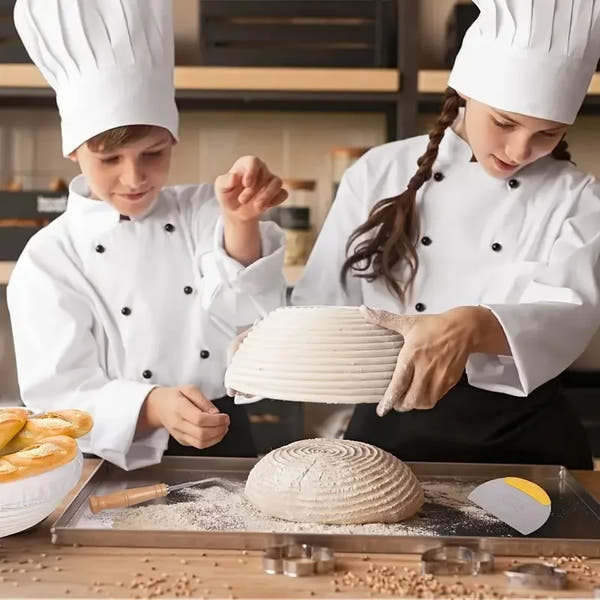 Sourdough Bread Baking Kit – Banneton Proofing Basket Set with Dough Scraper, Mat & Pastry Tools – Perfect Gift for Beginners