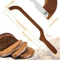 Bread Bow Cutter – Serrated Stainless Steel Slicer with Bamboo Handle for Sourdough, Bagels & Baguettes (15.7×2.4 in)