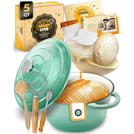 Complete Sourdough Starter Kit – Dutch Oven, Banneton Basket & Baking Tools | Perfect Gift for Bread Lovers