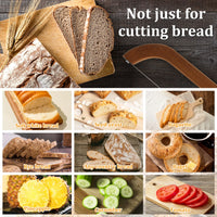 Bread Bow Cutter – Serrated Stainless Steel Slicer with Bamboo Handle for Sourdough, Bagels & Baguettes (15.7×2.4 in)
